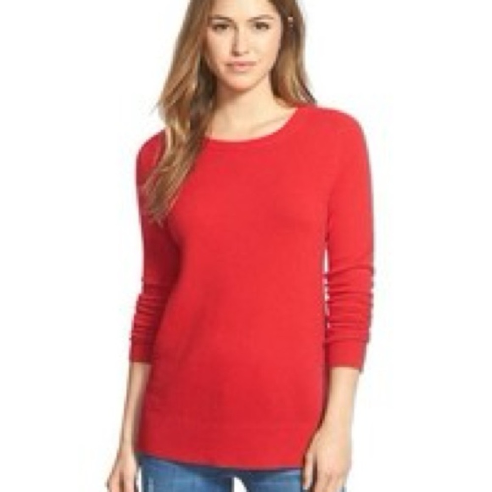 Halogen red cashmere sweater NWOT